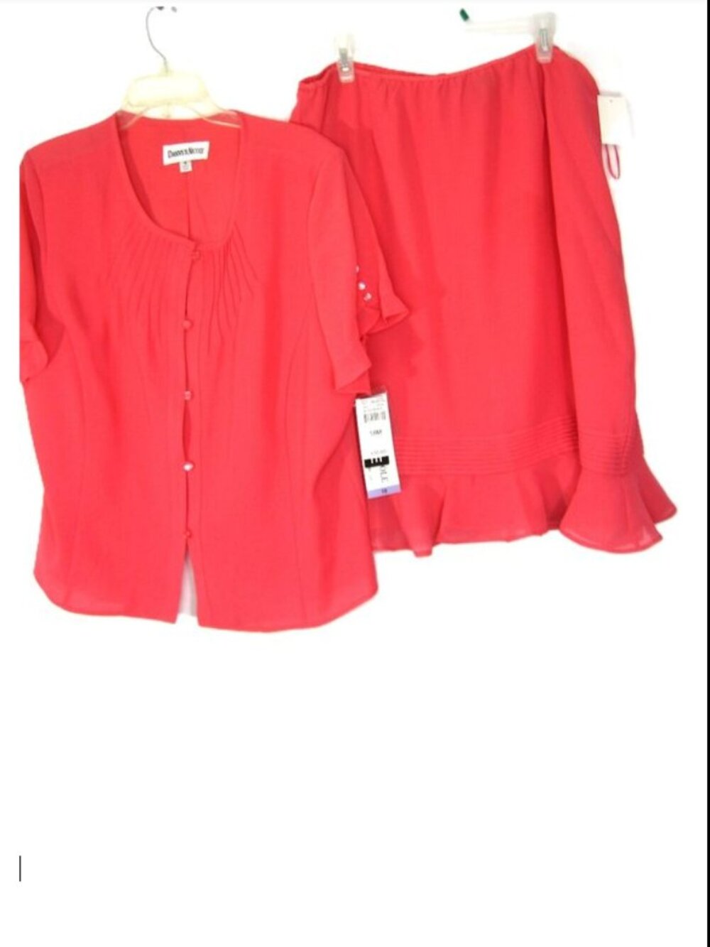 Danny & Nicole NEW NWT Coral Skirt Set Womens Plus Size 18 Button Blouse Poly